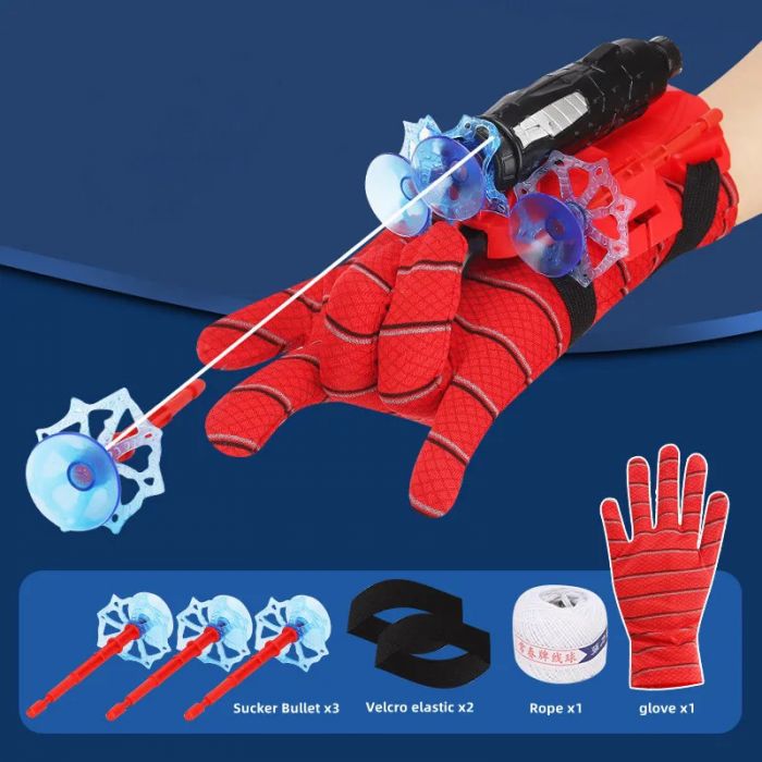 Іграшка перчатка рукавичка супергероя людина павук Spiderman (Спайдермен) з пусковим механізмом та подарунком 8825-1A (відео в описі)