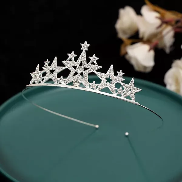 Діадема (тіара) корона A-37 колір срібро (silver), матеріал метал 164064 tiara