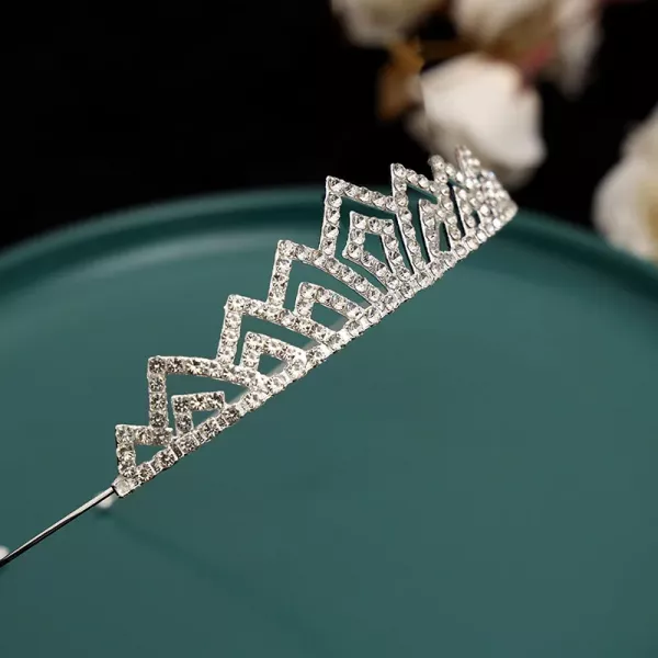 Діадема (тіара) корона A-35 колір срібро (silver), матеріал метал 164040 tiara