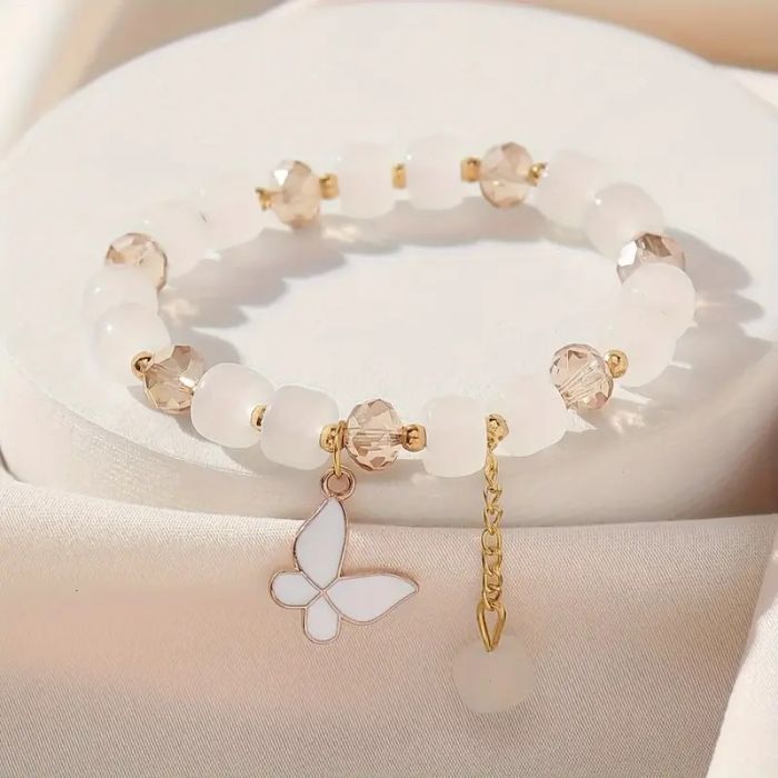 Елегантний браслет з намистинами та прикрасою метелик (аксесуари для дівчат) 1055869415