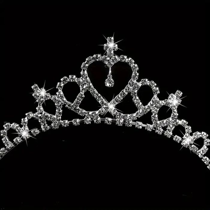 Діадема (тіара) у вигляді корони VV50088 колір срібло , матеріал метало - пластик
