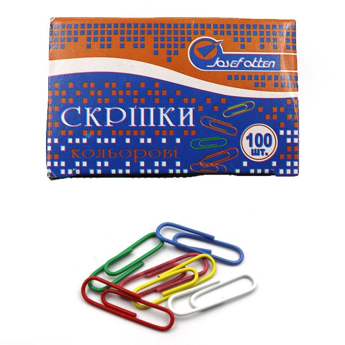 Скріпки канцелярські кольорові 28 мм 100 штук Josef Otten ZH208