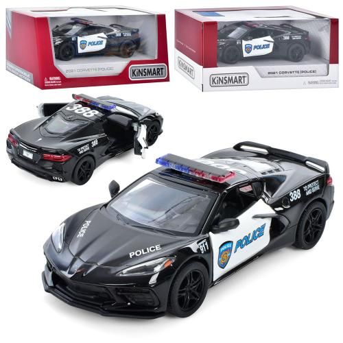 Дитяча іграшка поліцейський автомобіль Chevrolet Corvette 2021(Police) KT 5432 WP маштаб 1:36 , метало - пластиковий корпус