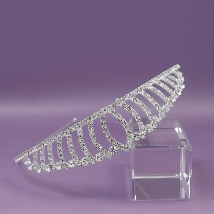 Діадема (тіара) корона A-27 колір срібро (silver), матеріал метал 63715 tiara