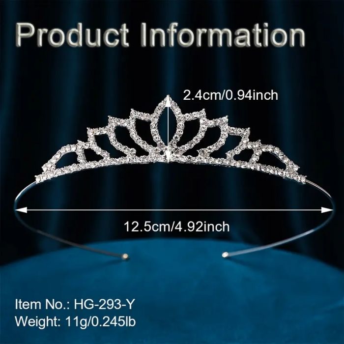 Діадема (тіара) у вигляді корони HG-293-Y колір срібло , матеріал метал