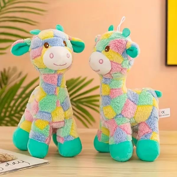 М'яка плюшева іграшка жирафа різнокольорова 30 см (3773), відео в описі 