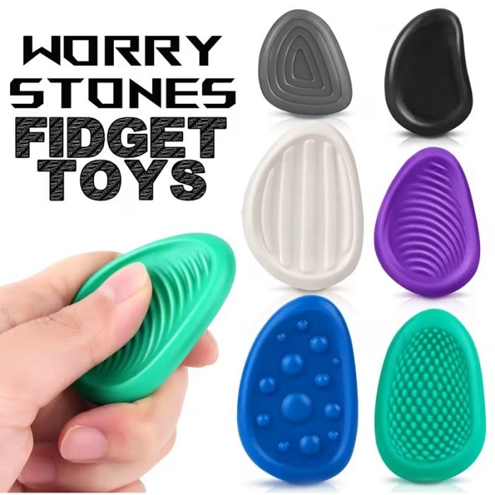 Сенсорні антистрес камінці 6шт для нейророзвитку (3734) зняття стресу та тривожності, дрібна моторика