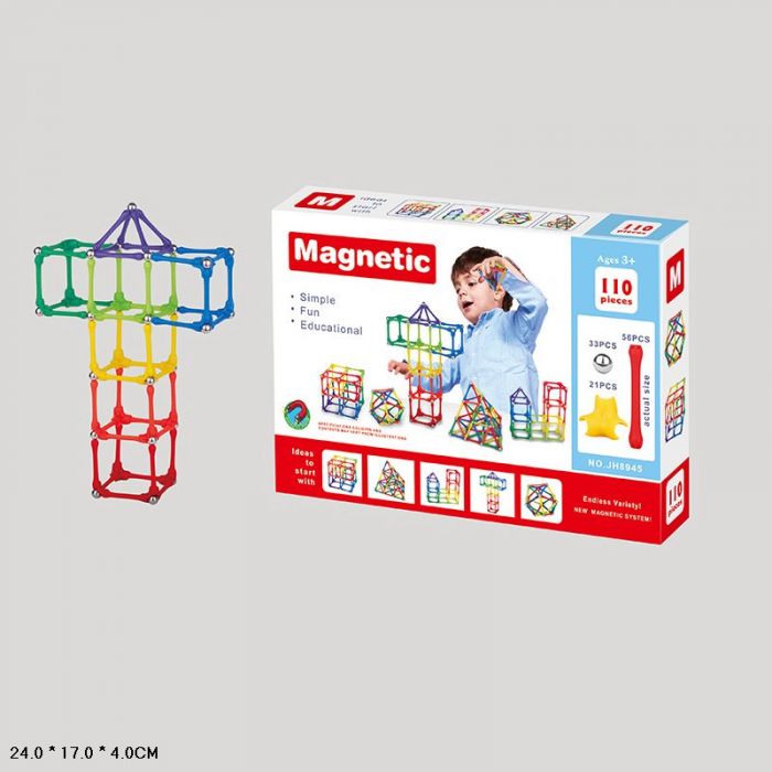 Дитяча іграшка конструктор магнітний Magnetic JH8945, 110 деталей