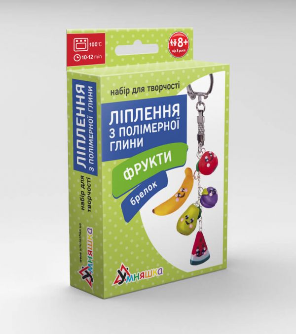 Набір для творчості ліплення з полімерної глинибрелок фрукти ПГ-003 ТМ Умняшка