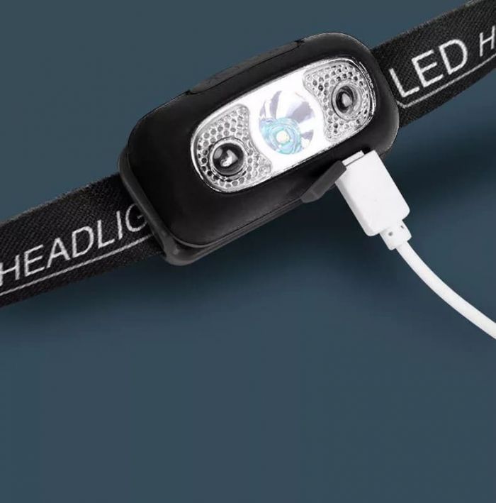 Ліхтарик налобний USB LED (відео в описі) з ввбудованним акумулятором та датчиком руху 141898 ( відео в описі)