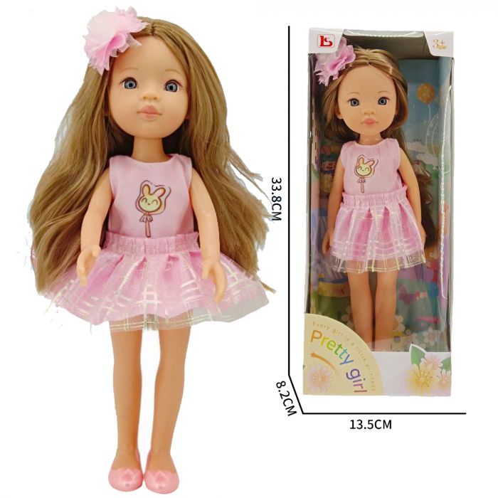 Дитяча іграшка лялька пупс з довгим волоссям і бантом, розмір 33см LS1301-8 LS