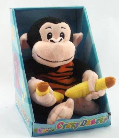 М’яка іграшка мавпа 25,5см CL1121-2 музична рухається працює від батарей (відео в описі) без упаковки