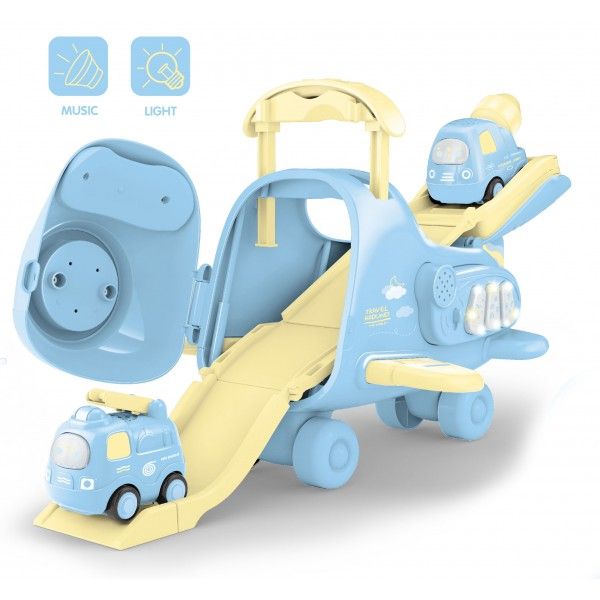 Дитяча іграшка гараж набір літак - гірка з машинками, зі світлом і звуком CHENGMEI TOYS CLM-A7