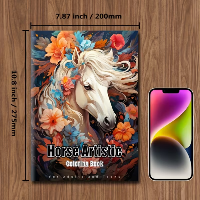 Розмальовка антистрес 24 аркуша, щильний папір, зображення кінь (4515)