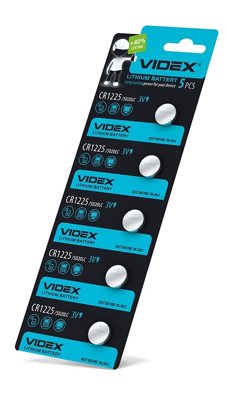 Батарейка літієва Videx CR1225 5шт BLISTER CARD ціна за 1 шт