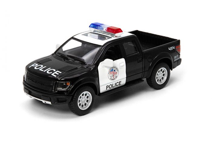 Дитяча іграшка поліцейський автомобіль 2013 Ford F150 SVT Raptor SuperCrew (Police) KT 5365 WP Kinsmart метало - пластиковий корпус, відчиняються двері