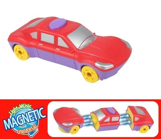 Дитяча іграшка для малюка машинка - магнітний конструктор (1220 keyu) світло, звук, рух