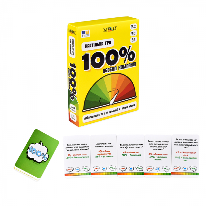 Настільна гра Strateg 100% Весела компанія ( Вік 10+) (30949)