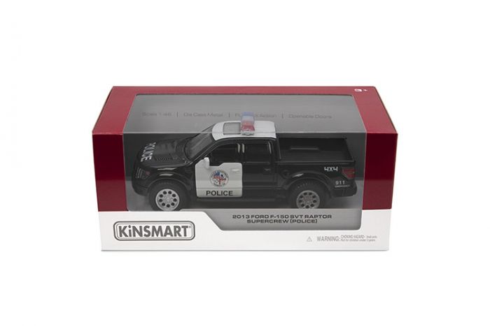 Дитяча іграшка поліцейський автомобіль 2013 Ford F150 SVT Raptor SuperCrew (Police) KT 5365 WP Kinsmart метало - пластиковий корпус, відчиняються двері