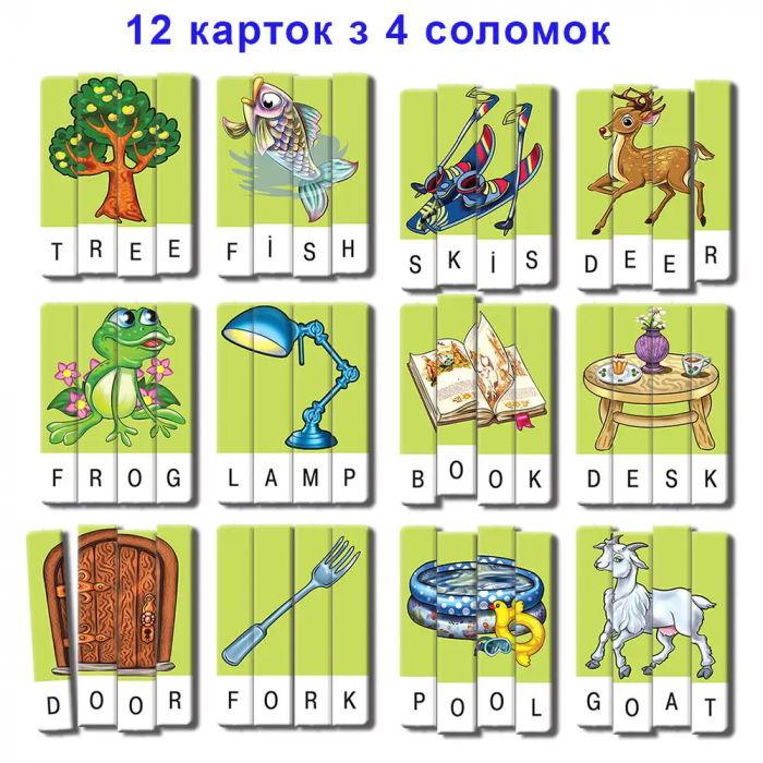 Дитяча настільна гра (вік 3+) навчальна, ерудит, серія склади слово (Make a word), англійською мовою (КФІ 7277)