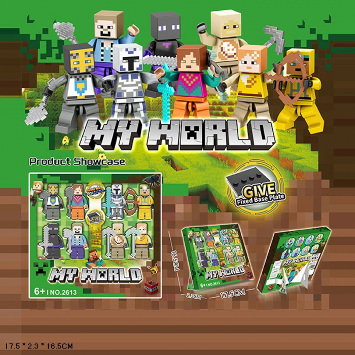 Дитяча іграшка фігурка герой гри Майнкрафт Minecraft, набір 8 шт (2613-3) в коробці 17,5х2,3х16,5см