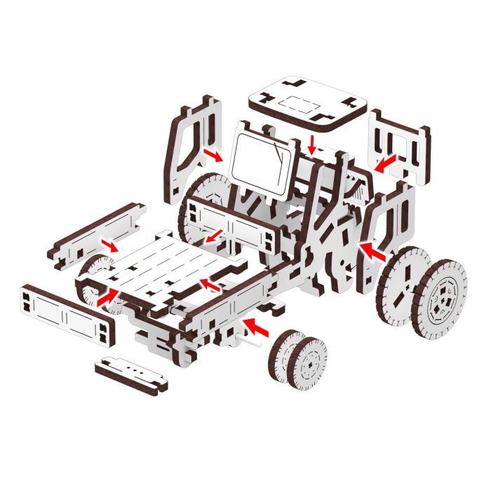 Конструктор механічний дерев'яний 3D трактор самоскид 10810 MR.PLAYWOOD