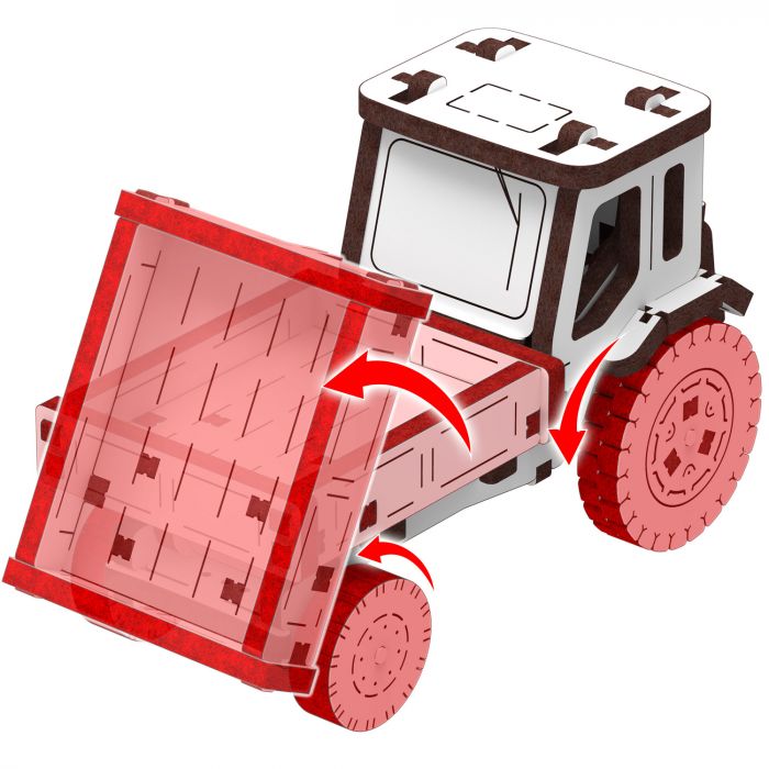 Конструктор механічний дерев'яний 3D трактор самоскид 10810 MR.PLAYWOOD