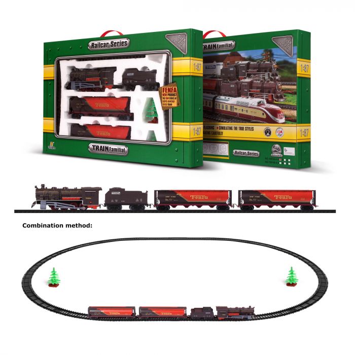 Дитяча іграшка залізна дорога (залізниця), FENFA 1601А-4АВС, маштаб 1:87, світло та звук (три види)