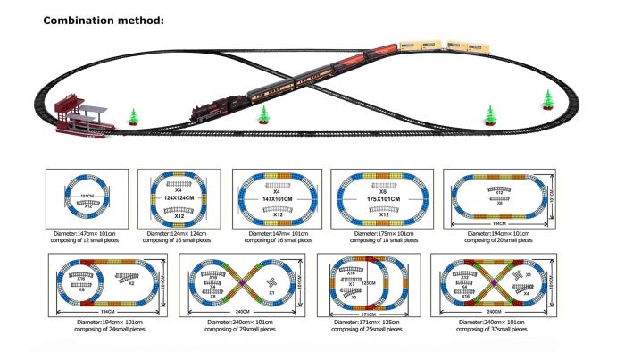 Дитяча іграшка залізна дорога (залізниця) 325 см, FENFA 1601А,В , маштаб 1:87, світло та звук (2 види)