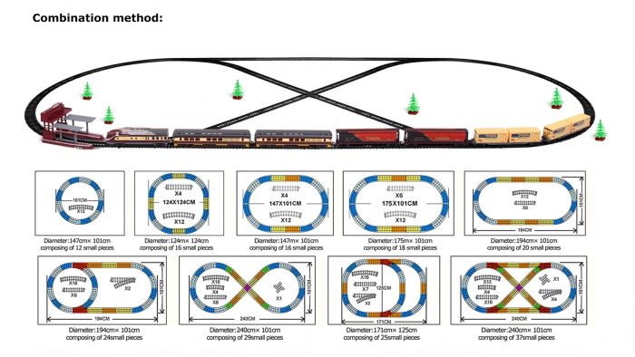 Дитяча іграшка залізна дорога (залізниця) 325 см, FENFA 1601А,В , маштаб 1:87, світло та звук (2 види)