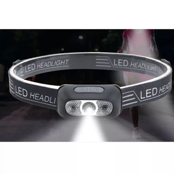 Ліхтарик налобний USB LED (відео в описі) з ввбудованним акумулятором та датчиком руху 141898 ( відео в описі)