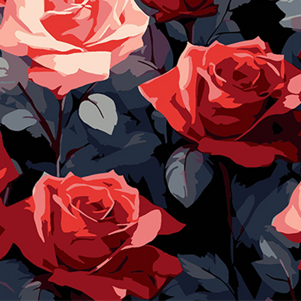 Живопис розпис картина за номерами Червоні троянди краси Strateg на чорному фоні розміром 30х30 см (SH3030