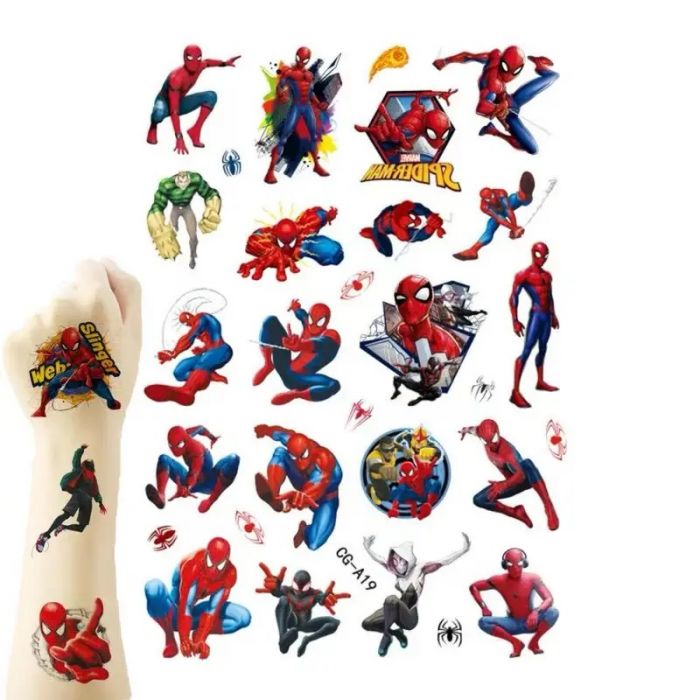 Наліпка тимчасове татуювання людина павук (спайдермен, Spider-Man) водонепроникна та довготривала, 10 видів в асортиметі BU 29133866872, ціна за аркуш