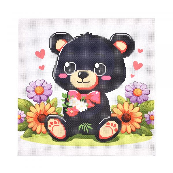 Набір для творчості вишивка хрестиком ведмедик Strateg розміром 30х30 смAX-304