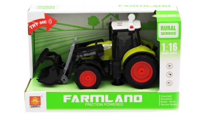 Дитяча іграшка трактор фермерський з ковшом, світло, звук WY901 tractor toy, фрикційний механізм (відео в описі)