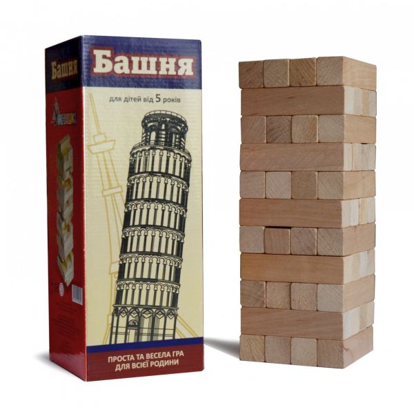 Настільна гра джанга Jenga дженга 44 бруска (башня дерев'яна) 20060 УМНЯШКА