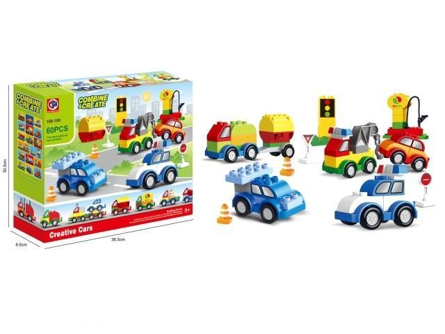 Дитяча іграшка конструктор автопарк 188-168 KID'S HOME TOYS великі деталі, 60 деталей