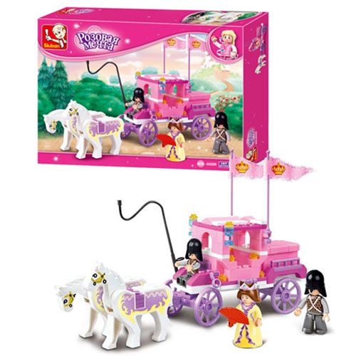 Дитяча іграшка конструктор карета фігурки принцеса конячки 137 деталей 620059 SLUBAN