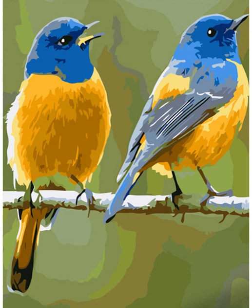 Живопис розпис  по номерах Пара синьоголових саяк Strateg розміром 40х50 см (GS753)