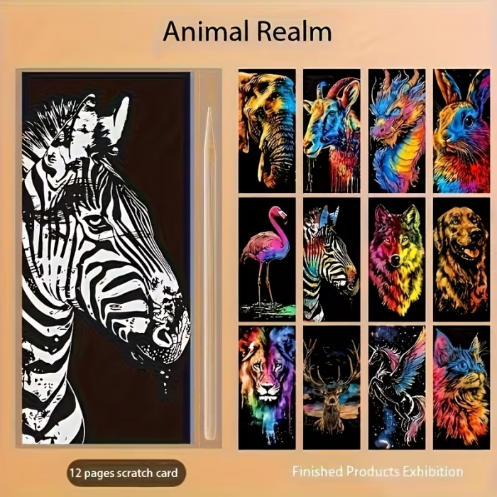 Арт терапія скретч малюнки набір 12 шт (4563) scratch notes скретчбук, антистрес царапка