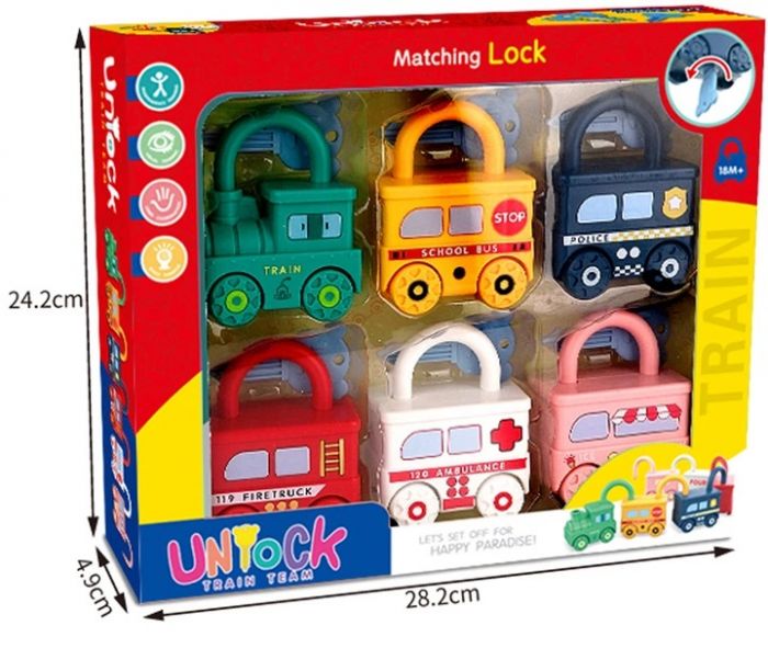 Дитяча іграшка головоломка антистрес для малюка набір машинки - замки 228-1 UNIOCK TRAIN TEAM