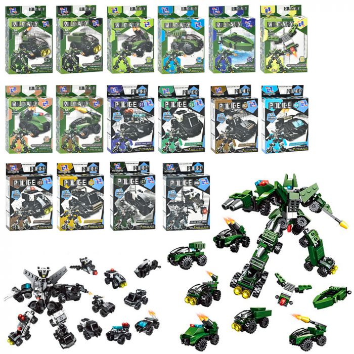 Дитяча іграшка конструктор 0868-59-0 військові, поліція, від 19 до 27 детателей, 16 видів