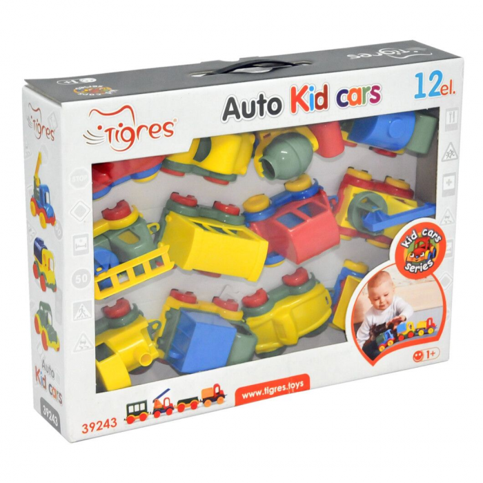 Дитяча іграшка подарунковий набір машинка kid cars набір 12 шт 39243 Тигрес
