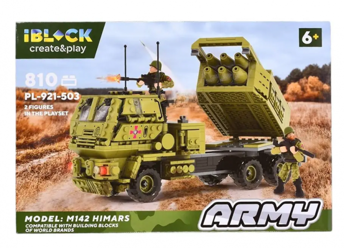 Дитяча іграшка конструктор військова техніка HIMARS, 810 деталей, IBLOCK PL-921-503 серія армія, 2 ф
