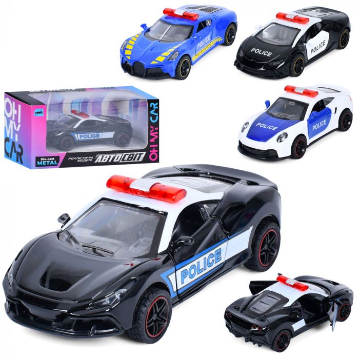Дитяча іграшка машинка металева  AS-3153 АвтоСвіт інерційна поліція відчиняються двері гумові колеса 4 види
