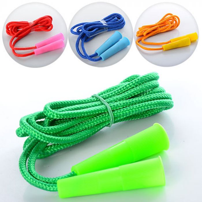 Дитяча спортивна гра скакалка ручки пластик, мотузка,  MS 0420 , кул., 11,5-21-2 см