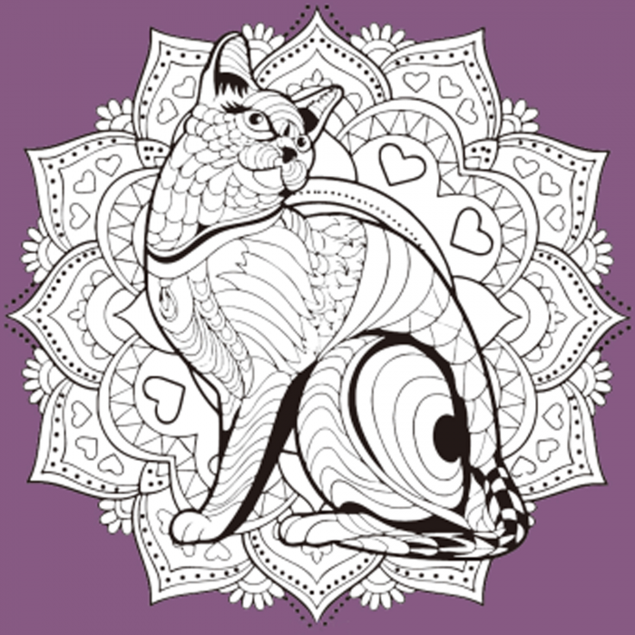 Живопис розпис картина за номерами-антистрес Strateg Мандала з котом розміром 30х30 см  (JCEE37120)