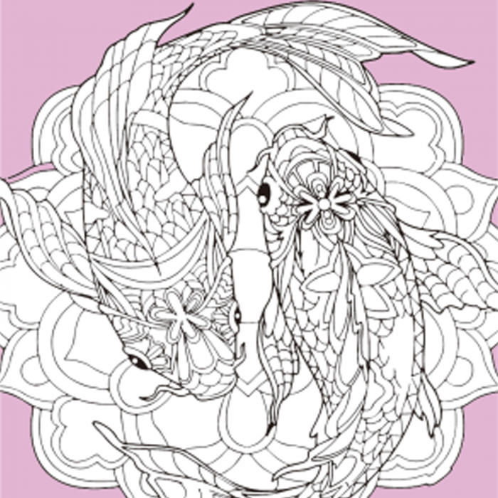 Живопис розпис картина-антистрес Strateg Дві рибки у танці розміром 30х30 см  (JCEE37119)