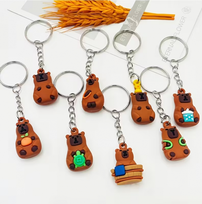 Дитяча іграшка брелок фігурка капібара (4130) підвіска з металевим кільцем