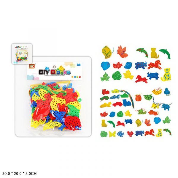 Дитяча іграшка розвиваюча логіка шнурівка HC-061-A листочки, тваринки, машинки, шнурки, в пакеті 30*